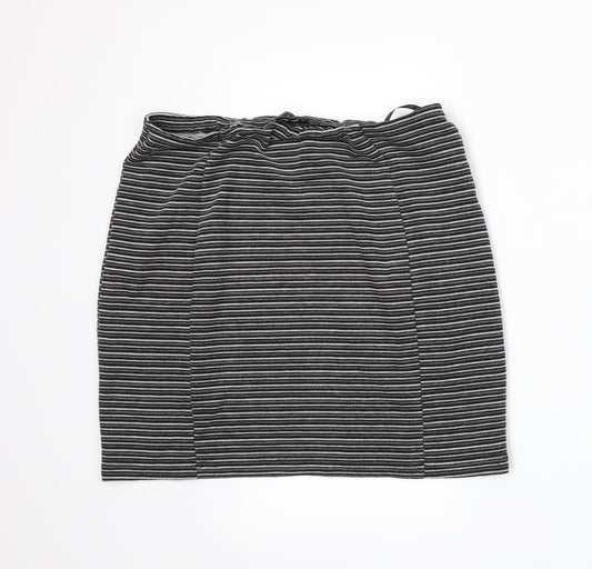 Papaya Womens Grey Striped  A-Line Skirt Size 14