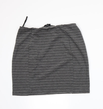 Papaya Womens Grey Striped  A-Line Skirt Size 14