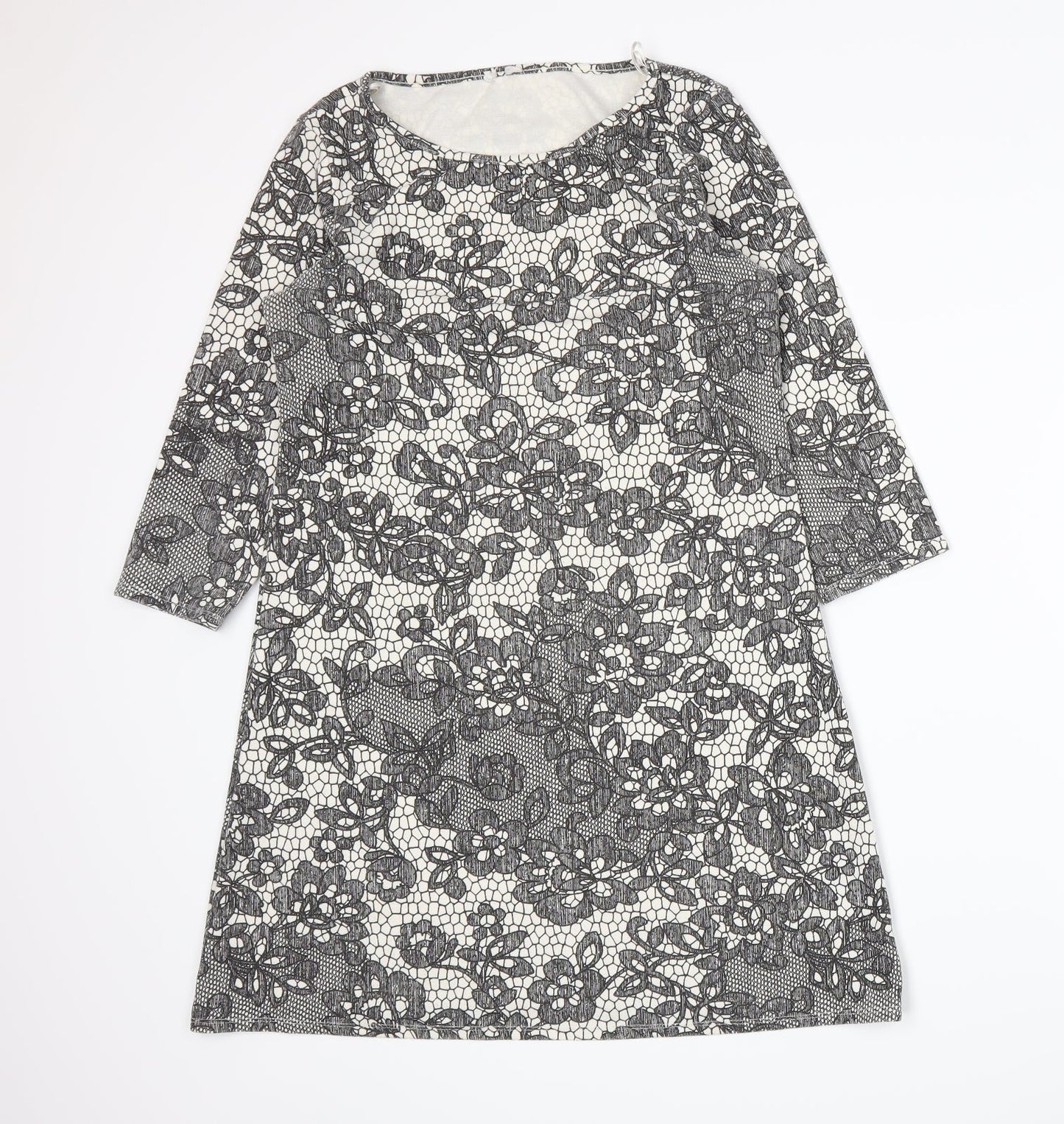 George Womens Grey Floral Jersey A-Line  Size 12