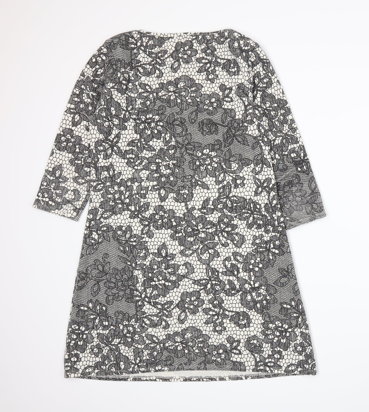 George Womens Grey Floral Jersey A-Line  Size 12