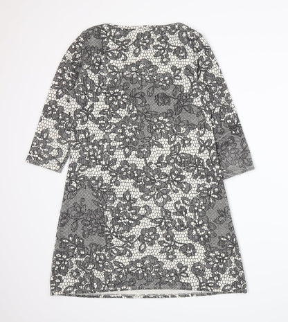 George Womens Grey Floral Jersey A-Line  Size 12