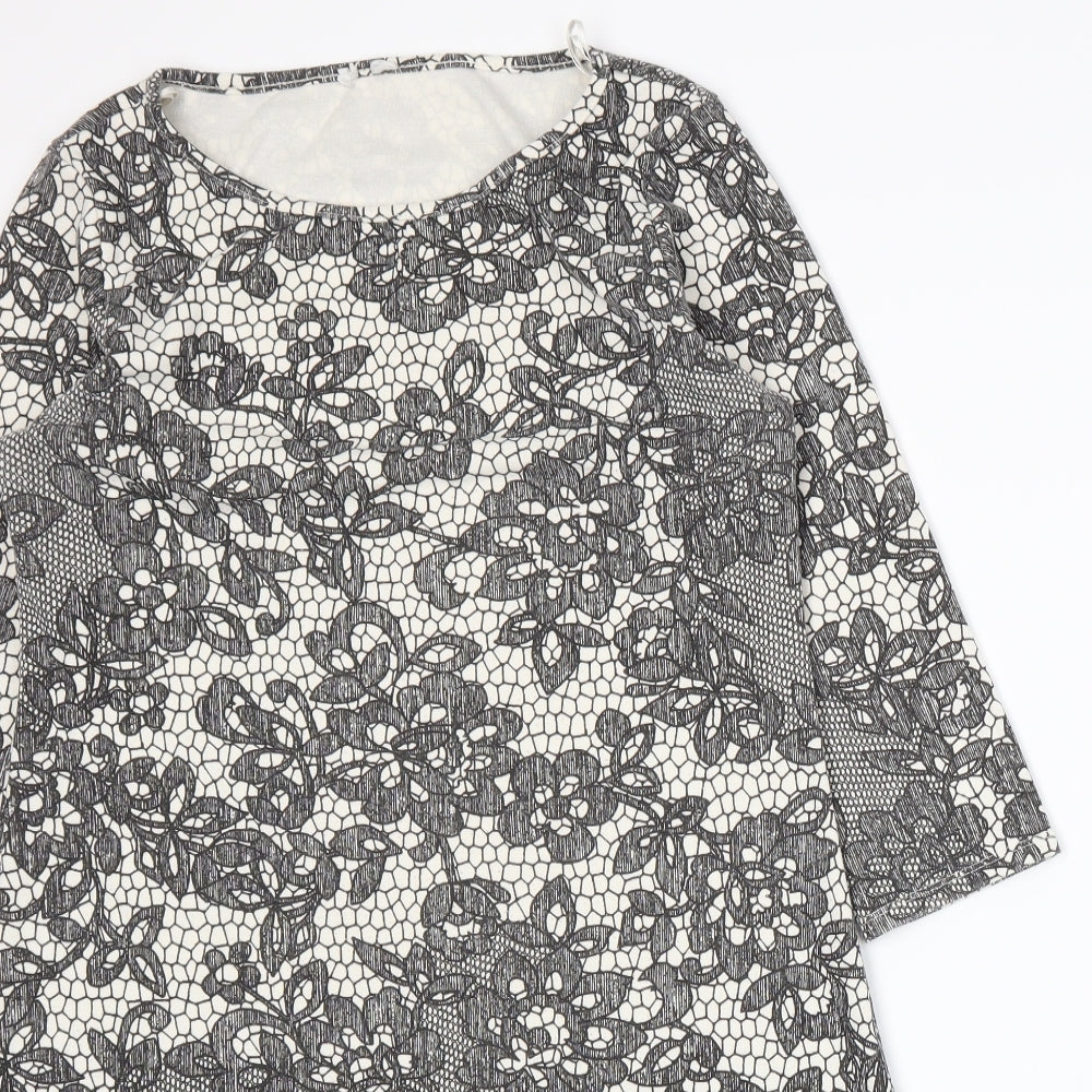 George Womens Grey Floral Jersey A-Line  Size 12