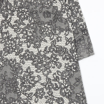 George Womens Grey Floral Jersey A-Line  Size 12