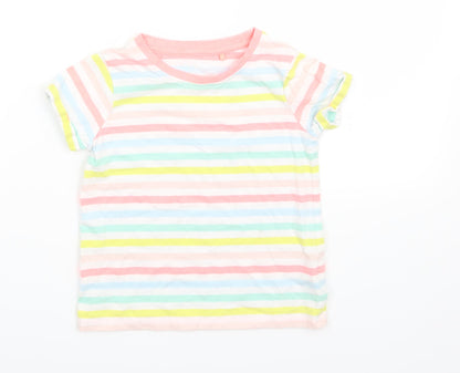 NEXT Girls Multicoloured Striped  Basic T-Shirt Size 4 Years