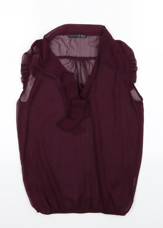 Atmosphere Womens Purple  Chiffon Basic Blouse Size 6