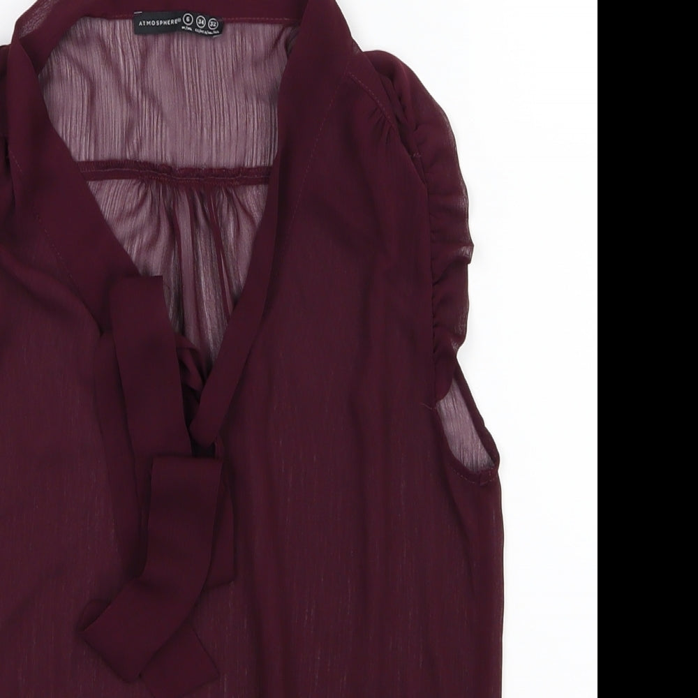 Atmosphere Womens Purple  Chiffon Basic Blouse Size 6