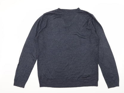 West Rock Mens Blue Argyle/Diamond Knit Pullover Jumper Size M