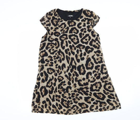 Missguided Womens Brown Animal Print Chiffon Mini  Size 8