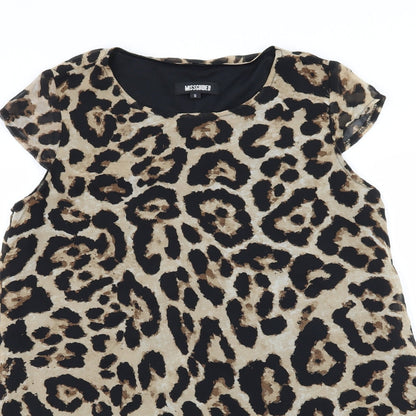 Missguided Womens Brown Animal Print Chiffon Mini  Size 8