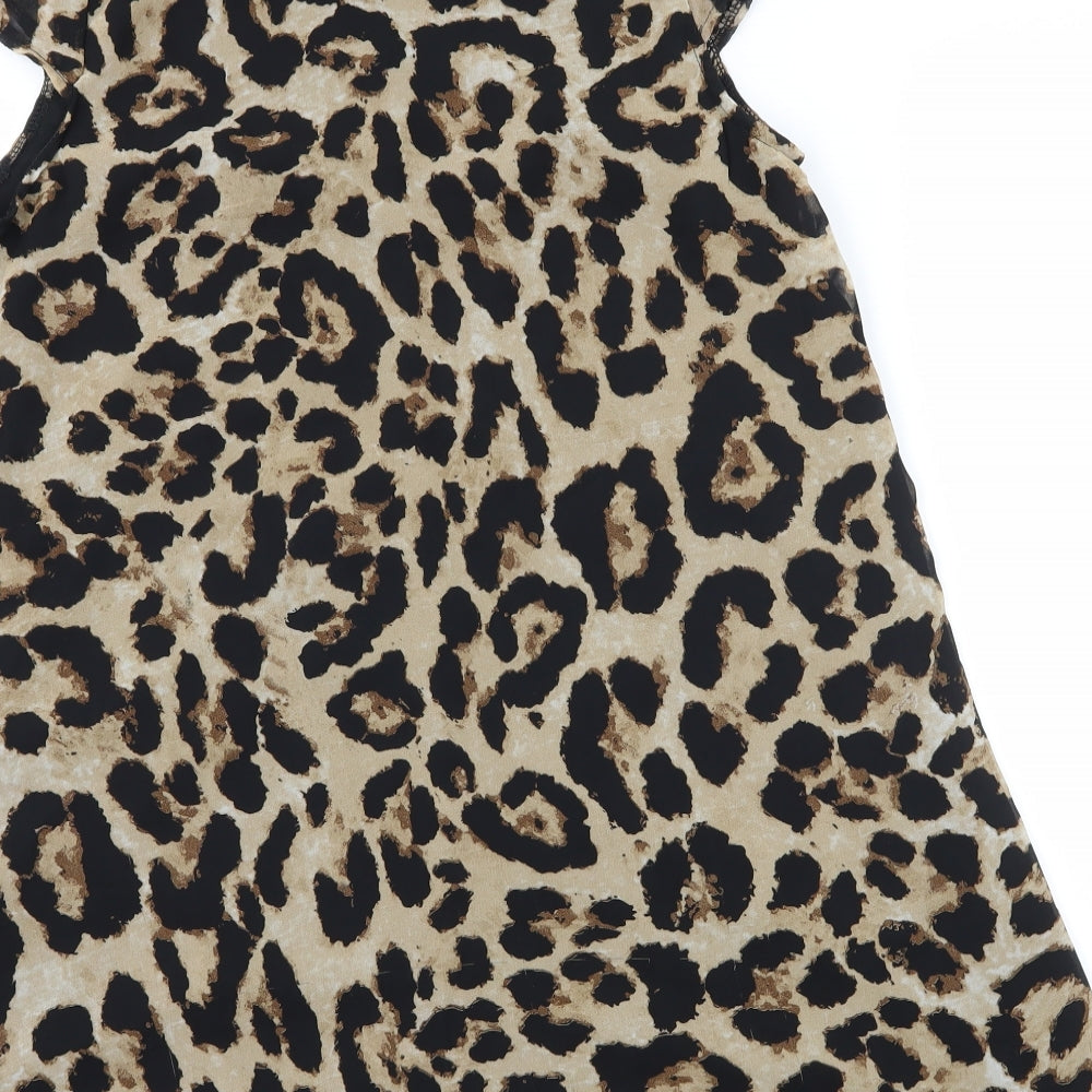 Missguided Womens Brown Animal Print Chiffon Mini  Size 8