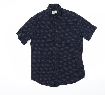 George Mens Blue Polka Dot   Button-Up Size S