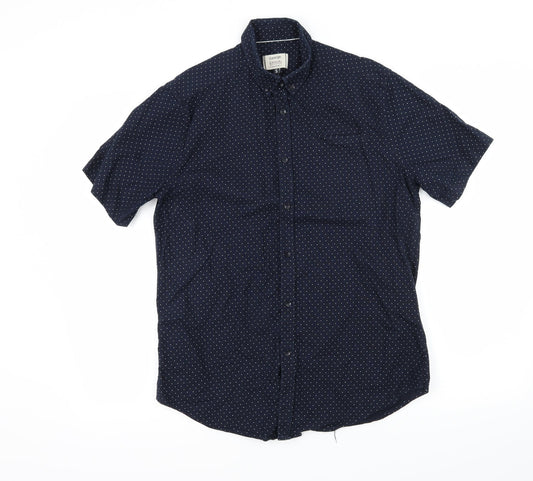 George Mens Blue Polka Dot   Button-Up Size S