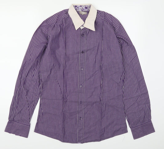 WE Mens Purple Striped   Button-Up Size M