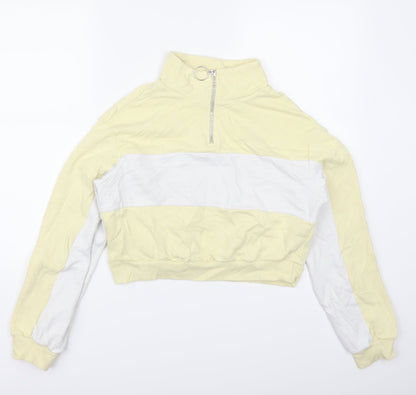 H&M Womens Yellow Striped  Shrug Sweatshirt Size XS