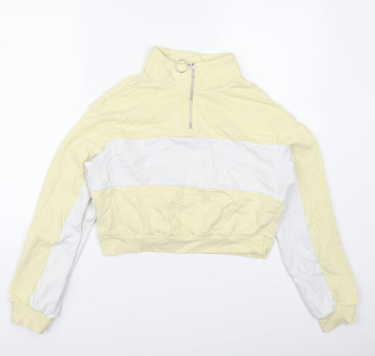 H&M Womens Yellow Striped  Shrug Sweatshirt Size XS