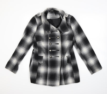 George Womens Grey Check  Overcoat Coat Size 10