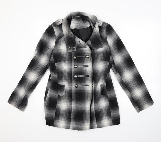 George Womens Grey Check  Overcoat Coat Size 10