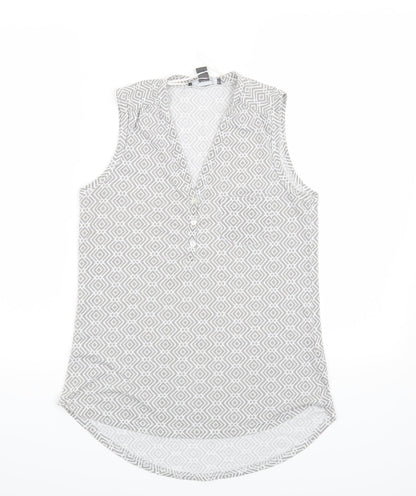 Primark Womens Grey Geometric  Basic T-Shirt Size 4