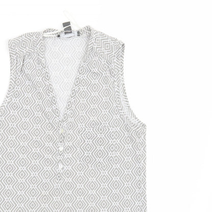 Primark Womens Grey Geometric  Basic T-Shirt Size 4