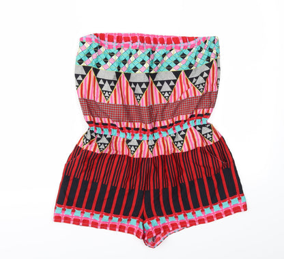 Topshop Womens Pink Geometric  Playsuit One-Piece Size S