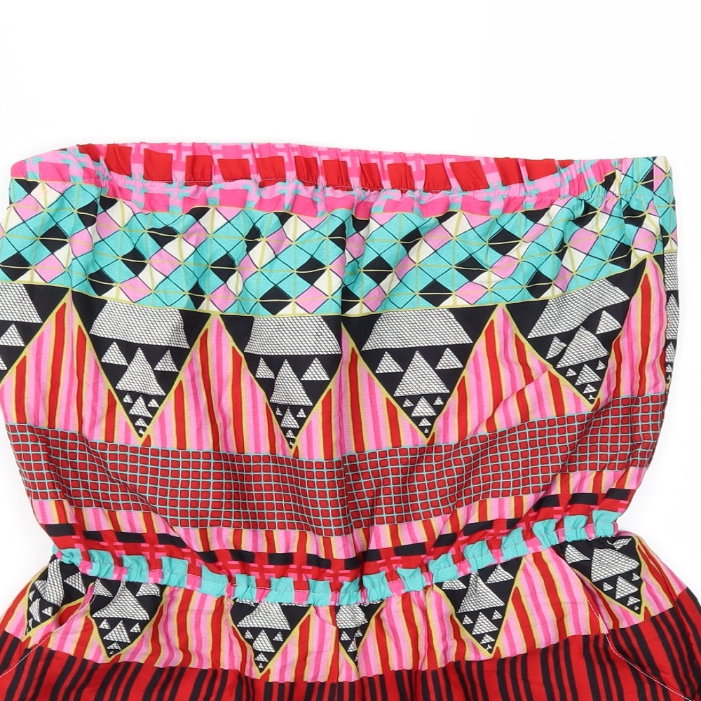 Topshop Womens Pink Geometric  Playsuit One-Piece Size S