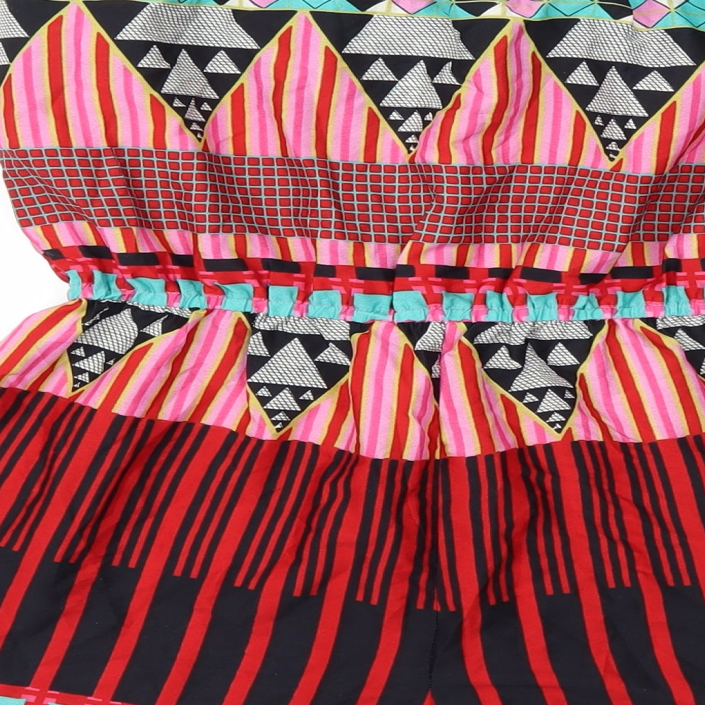 Topshop Womens Pink Geometric  Playsuit One-Piece Size S