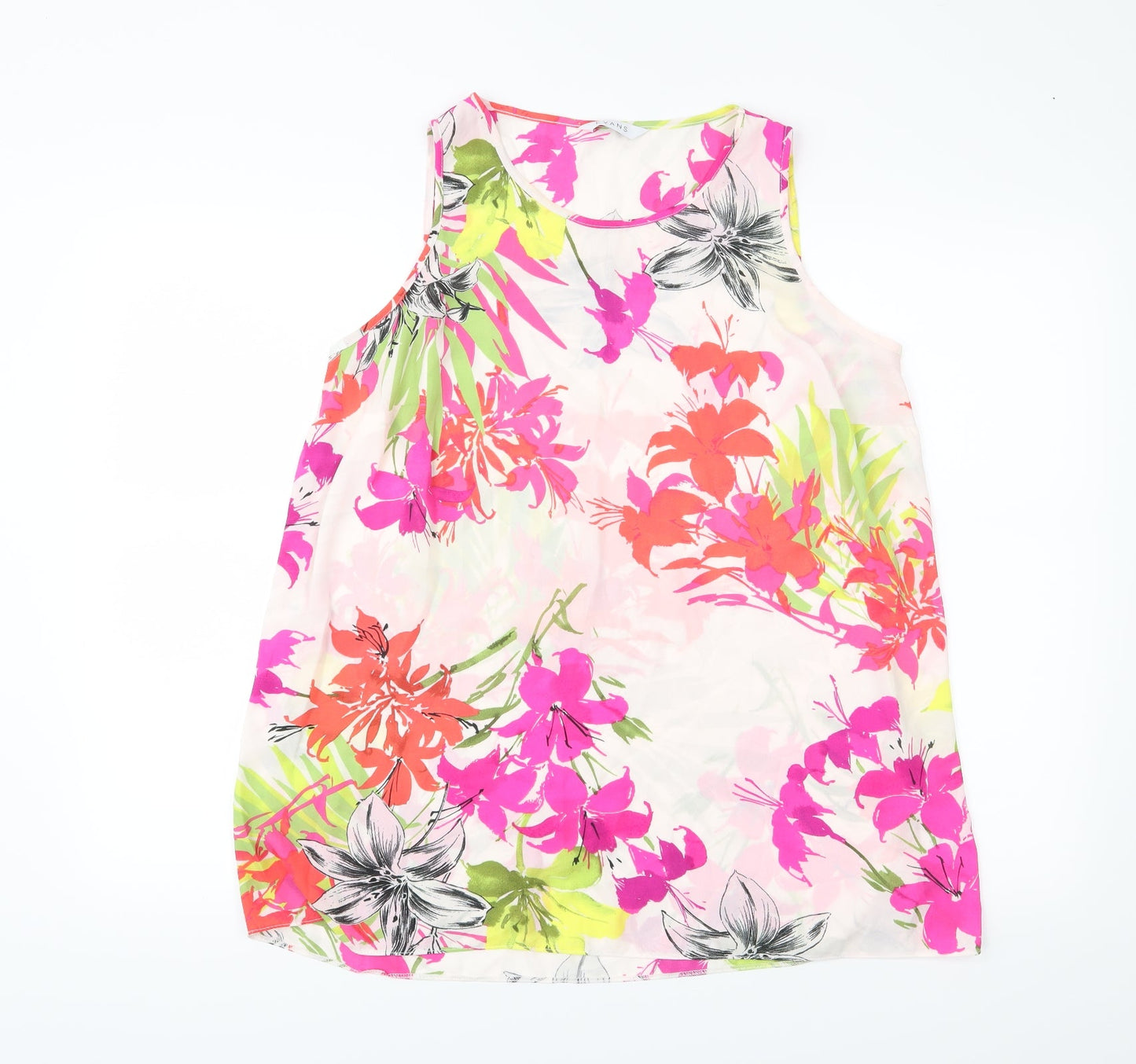 Evans Womens White Floral  Basic Tank Size 14