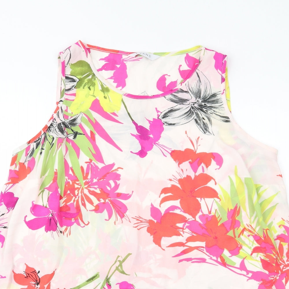 Evans Womens White Floral  Basic Tank Size 14