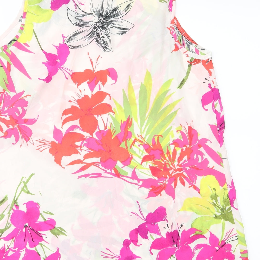 Evans Womens White Floral  Basic Tank Size 14