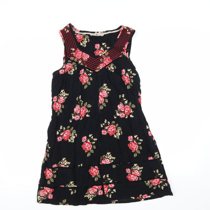 TU Womens Black Floral  Tank Dress  Size 8
