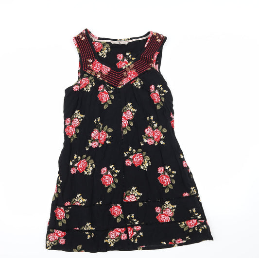 TU Womens Black Floral  Tank Dress  Size 8