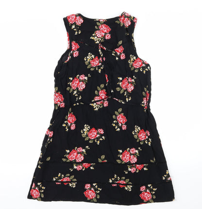 TU Womens Black Floral  Tank Dress  Size 8