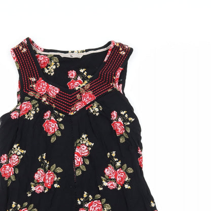 TU Womens Black Floral  Tank Dress  Size 8