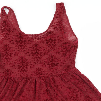 Miss Selfridge Womens Red Floral  Skater Dress  Size 12