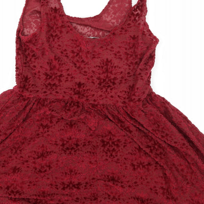 Miss Selfridge Womens Red Floral  Skater Dress  Size 12