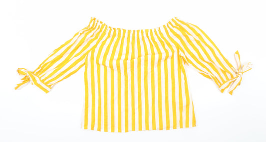 Primark Womens Yellow Striped  Basic T-Shirt Size 8
