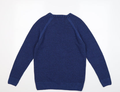 Easy Mens Blue  Knit Pullover Jumper Size S