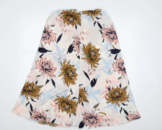 Marks and Spencer Womens Ivory Floral Chiffon Flare Skirt Size 12