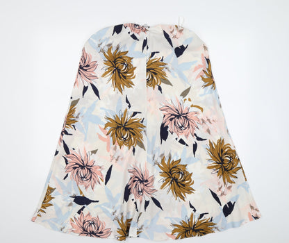 Marks and Spencer Womens Ivory Floral Chiffon Flare Skirt Size 12