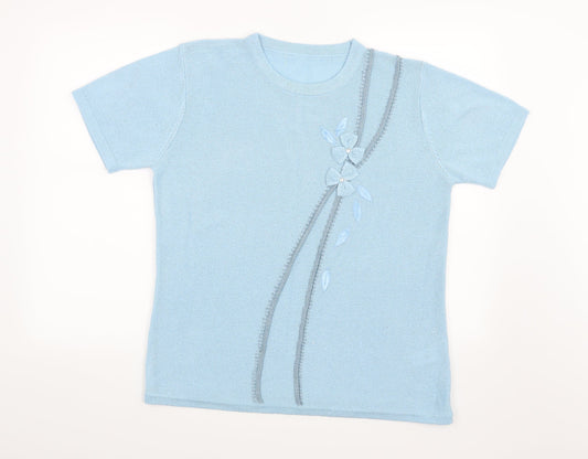 Classics Womens Blue  Knit Basic T-Shirt Size 16