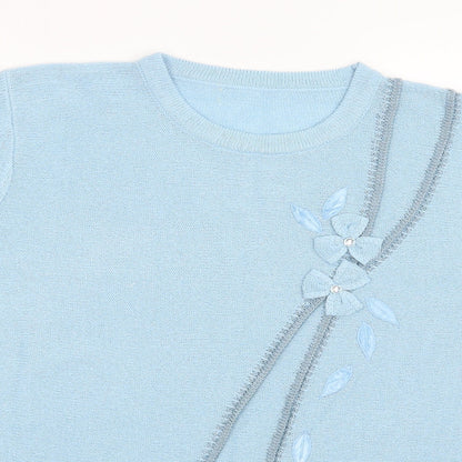 Classics Womens Blue  Knit Basic T-Shirt Size 16