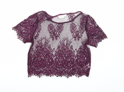 FOREVER 21 Womens Purple  Lace Cropped T-Shirt Size M