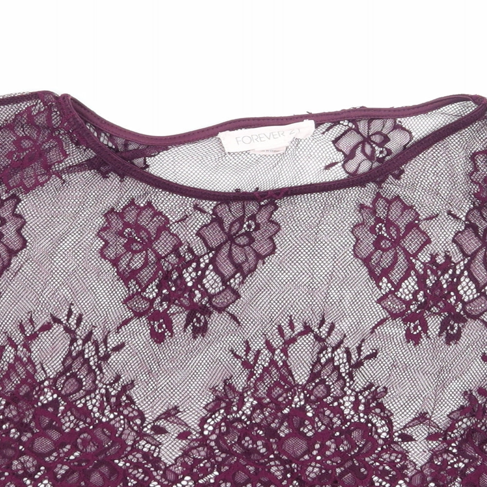FOREVER 21 Womens Purple  Lace Cropped T-Shirt Size M