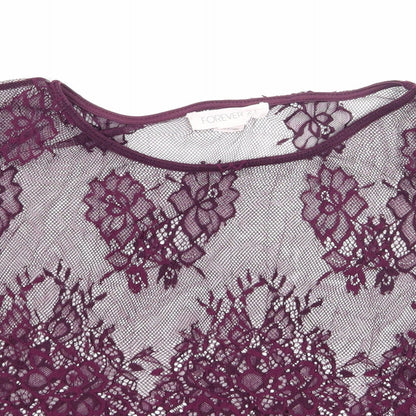 FOREVER 21 Womens Purple  Lace Cropped T-Shirt Size M