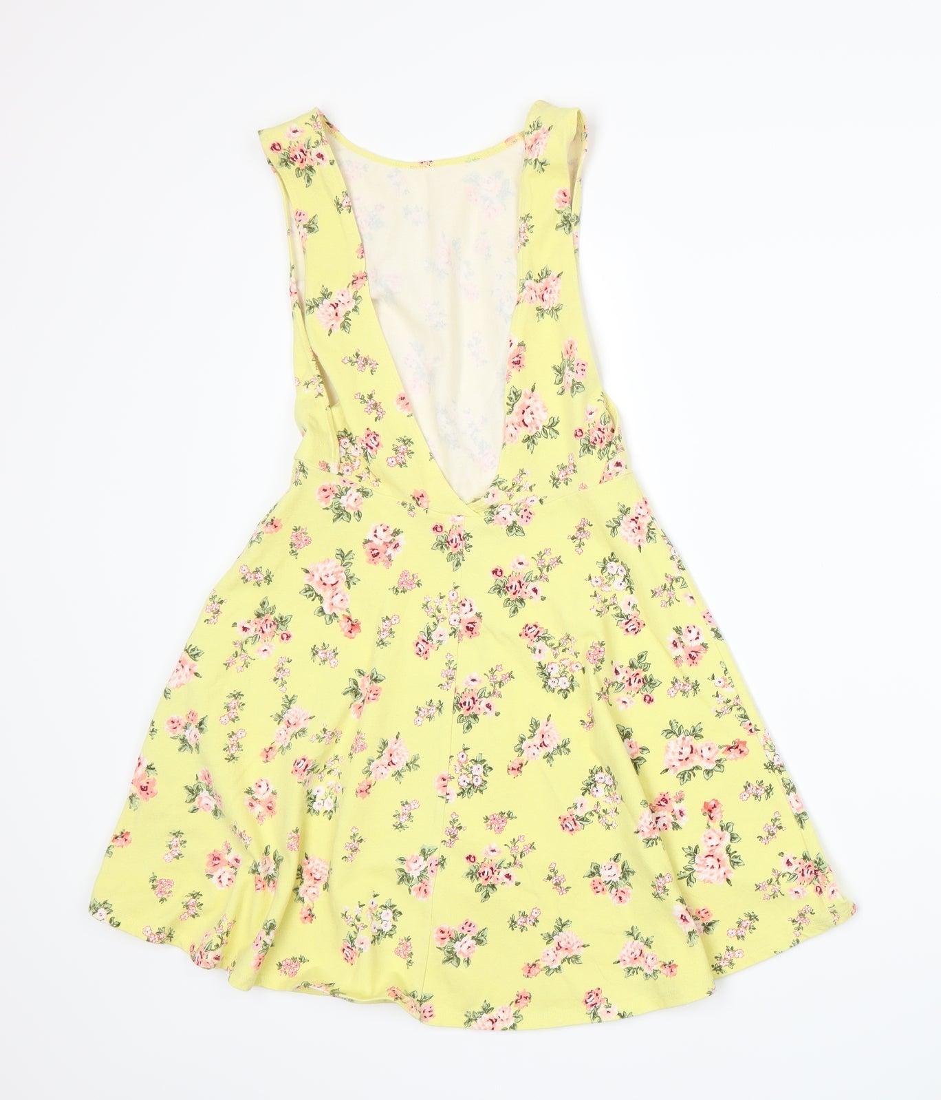 FOREVER 21 Womens Yellow Floral Jersey A-Line  Size S