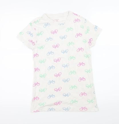 Primark Womens Ivory Geometric Jersey Basic T-Shirt Size 4  - Bike
