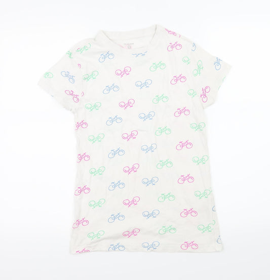 Primark Womens Ivory Geometric Jersey Basic T-Shirt Size 4  - Bike