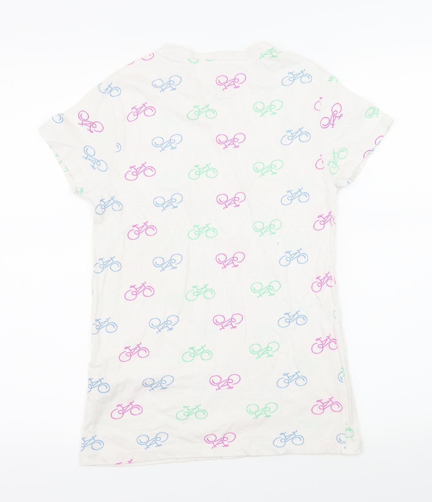 Primark Womens Ivory Geometric Jersey Basic T-Shirt Size 4  - Bike