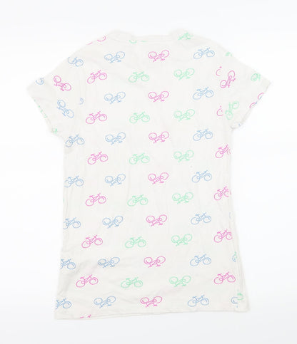 Primark Womens Ivory Geometric Jersey Basic T-Shirt Size 4  - Bike