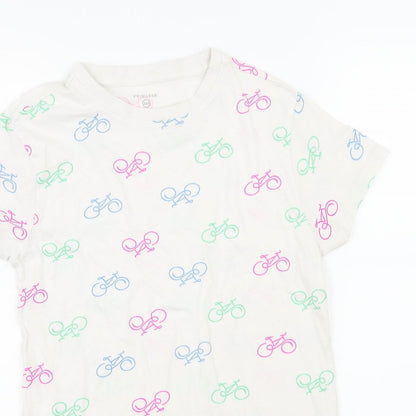 Primark Womens Ivory Geometric Jersey Basic T-Shirt Size 4  - Bike
